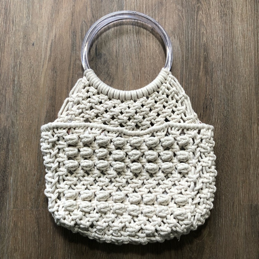 Vintage Crocheted Handbag With Plastic Handles